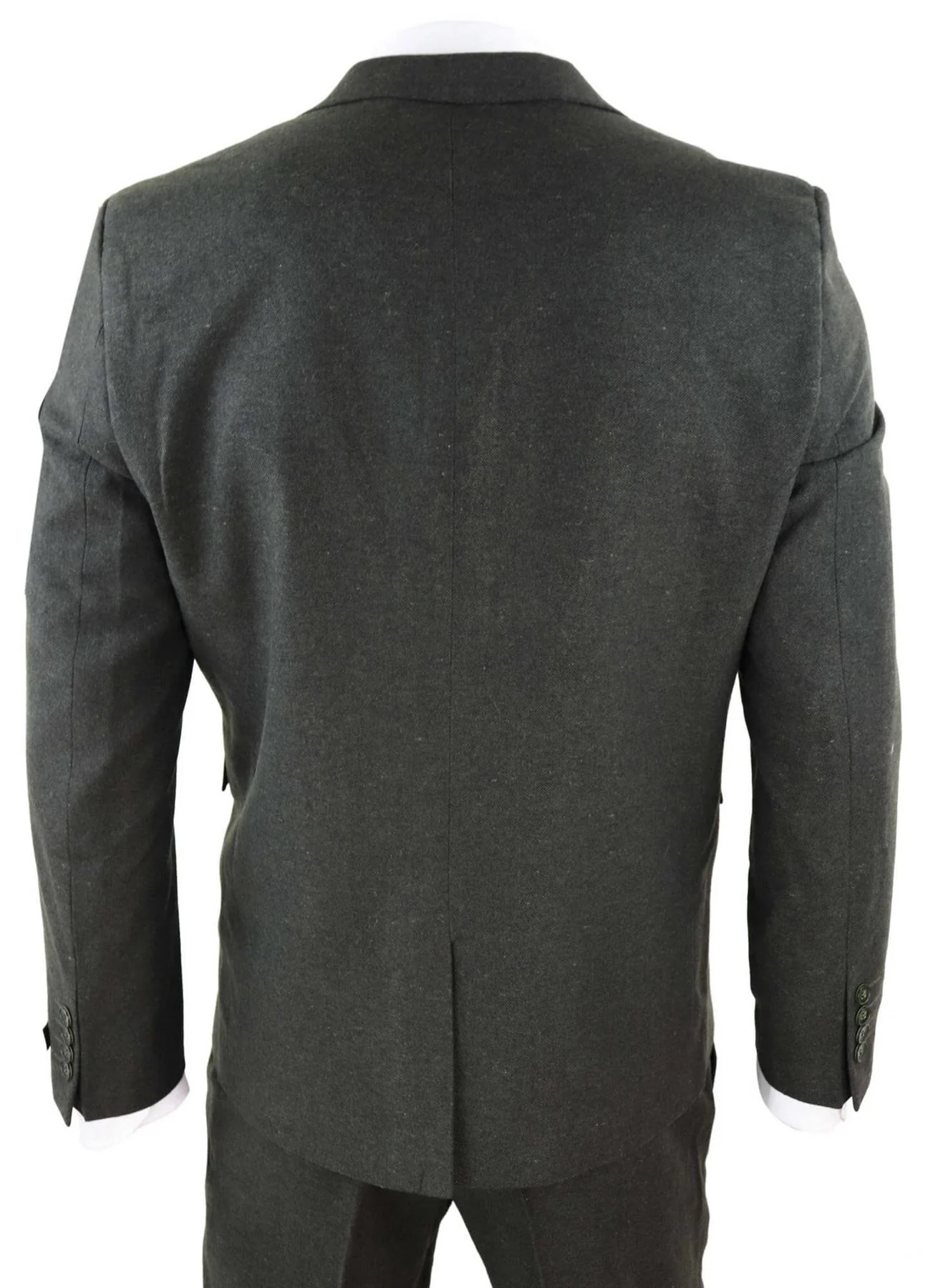 Mens 3 Piece Olive Green Wool Tweed Vintage Retro Suit - Image 6