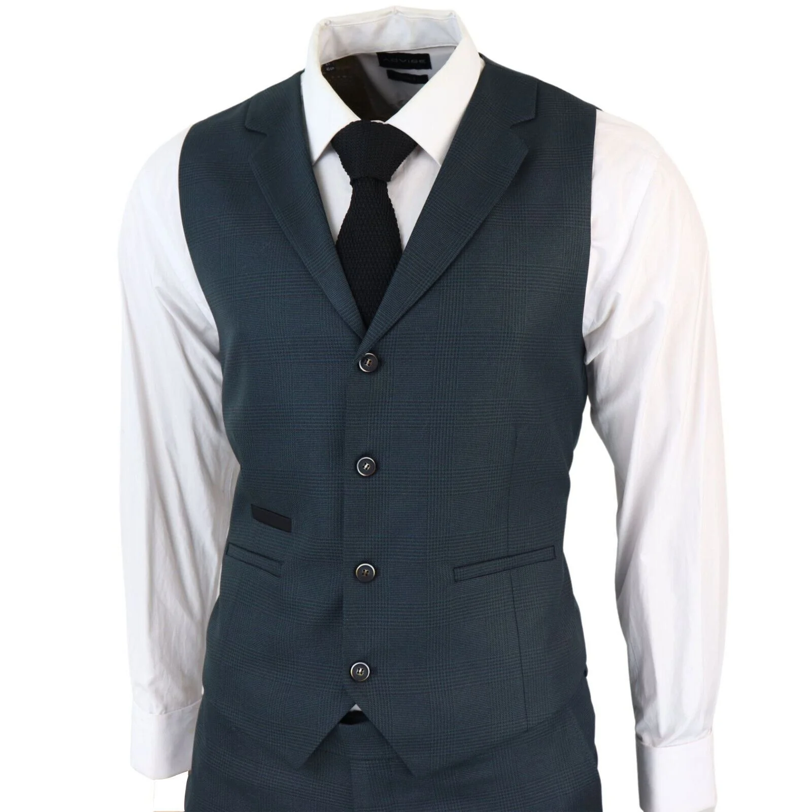 Men's 3 Piece Olive Prince Of Wales Check Suit - Image 5