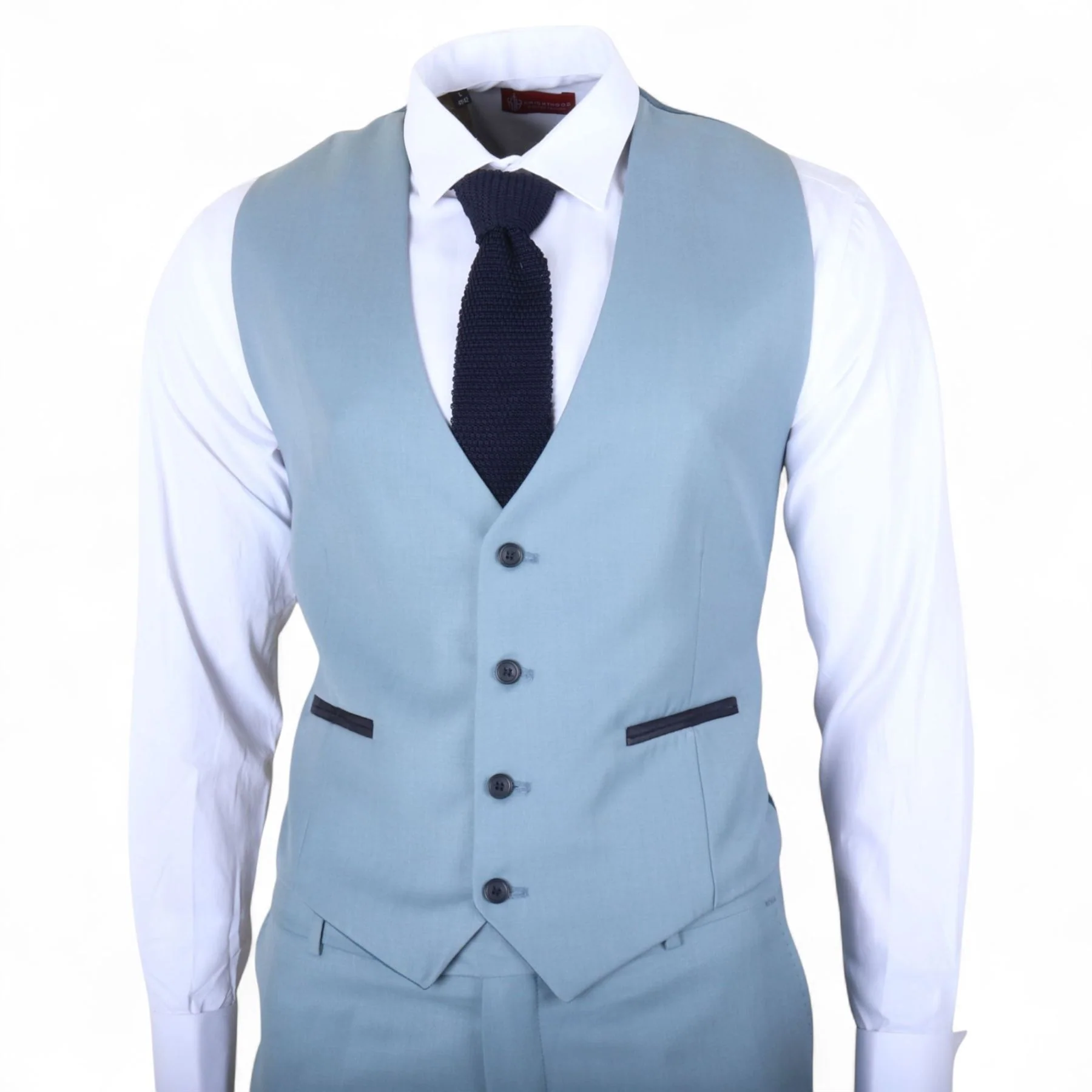 Men's 3 Piece Plain Blue Work Formal Suit - Image 5