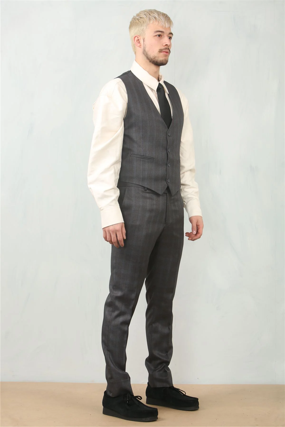 Men's 3 Piece Prince Of Wales Charcoal Suit Workwear - Image 10
