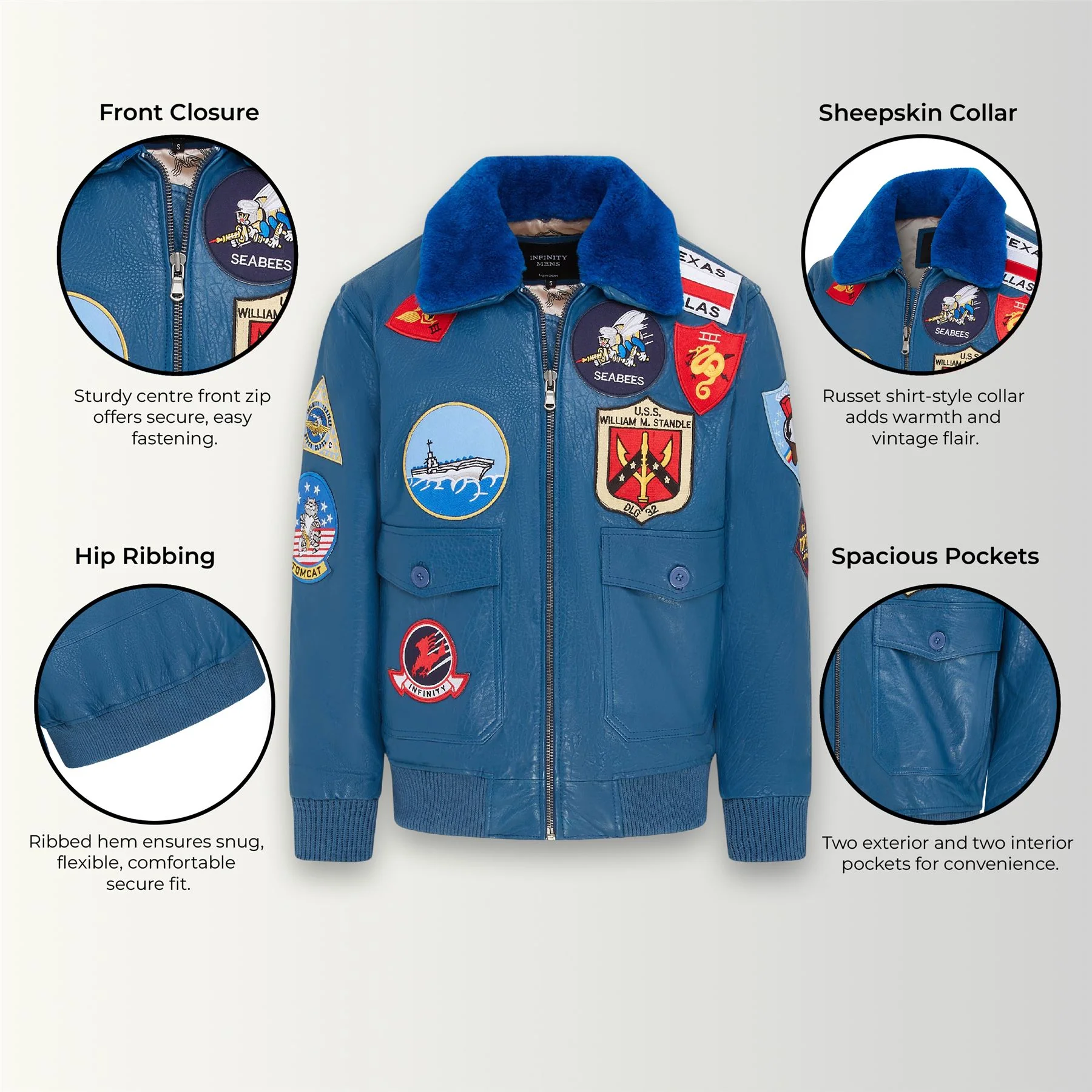 Mens A2 Top Gun  Leather Bomber Jacket-Camborne - Image 24