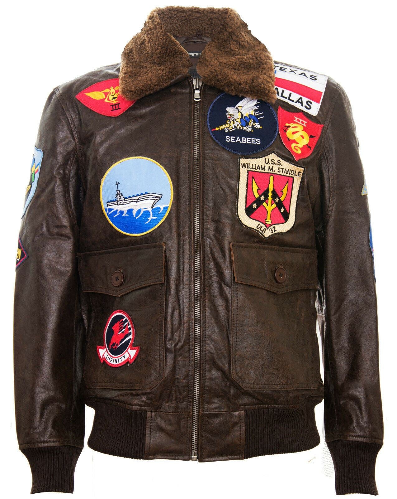 Mens A2 Top Gun  Leather Bomber Jacket-Camborne - Image 5