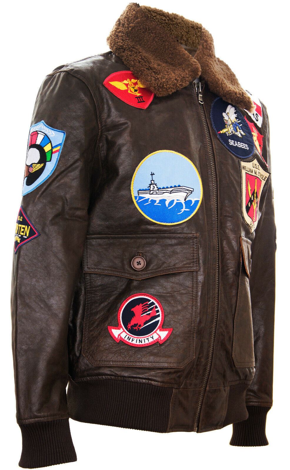 Mens A2 Top Gun  Leather Bomber Jacket-Camborne - Image 6