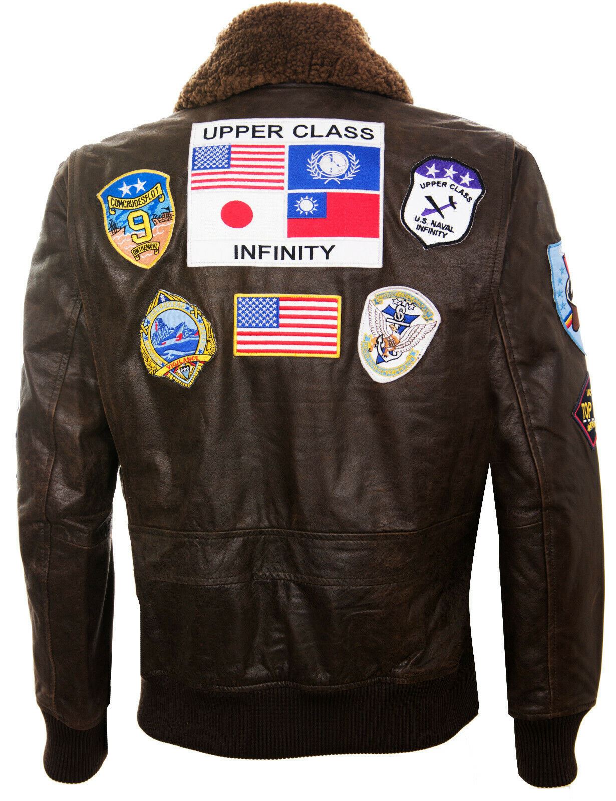 Mens A2 Top Gun  Leather Bomber Jacket-Camborne - Image 7
