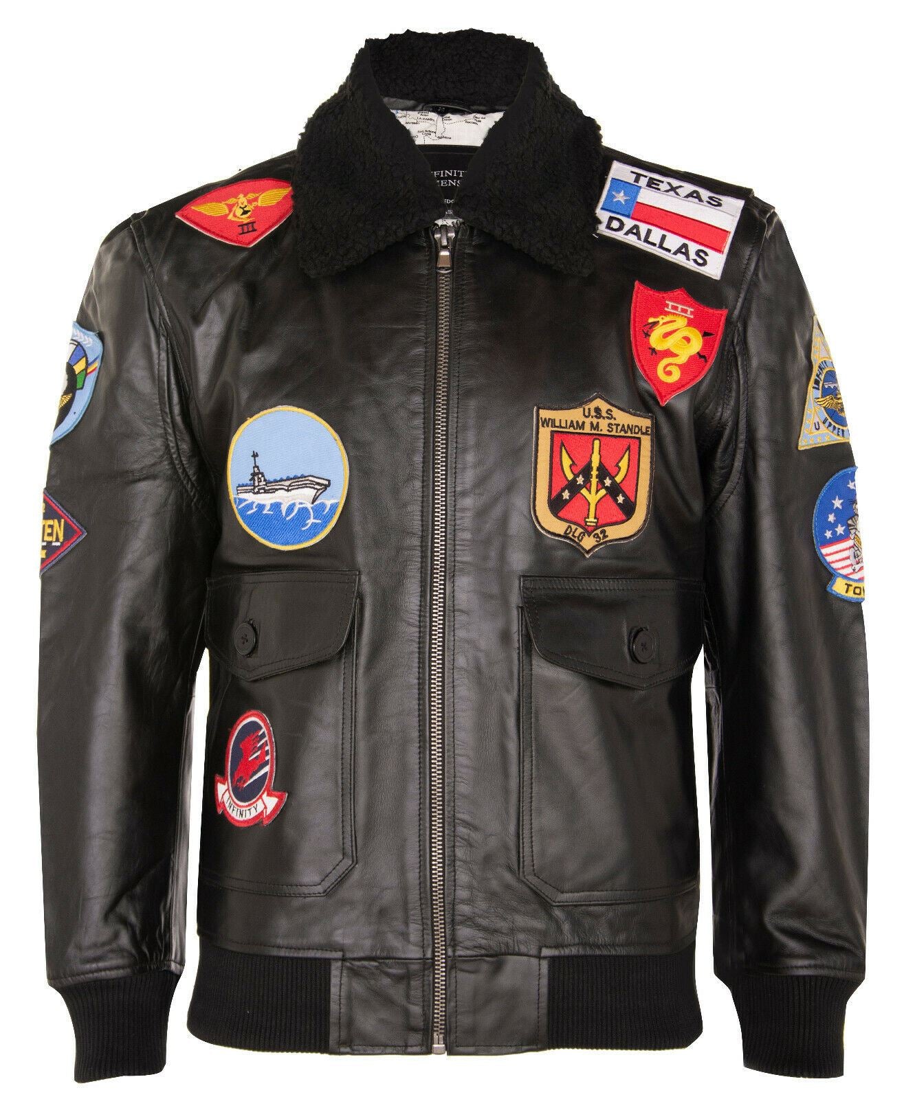 Mens A2 Top Gun  Leather Bomber Jacket-Camborne - Image 9
