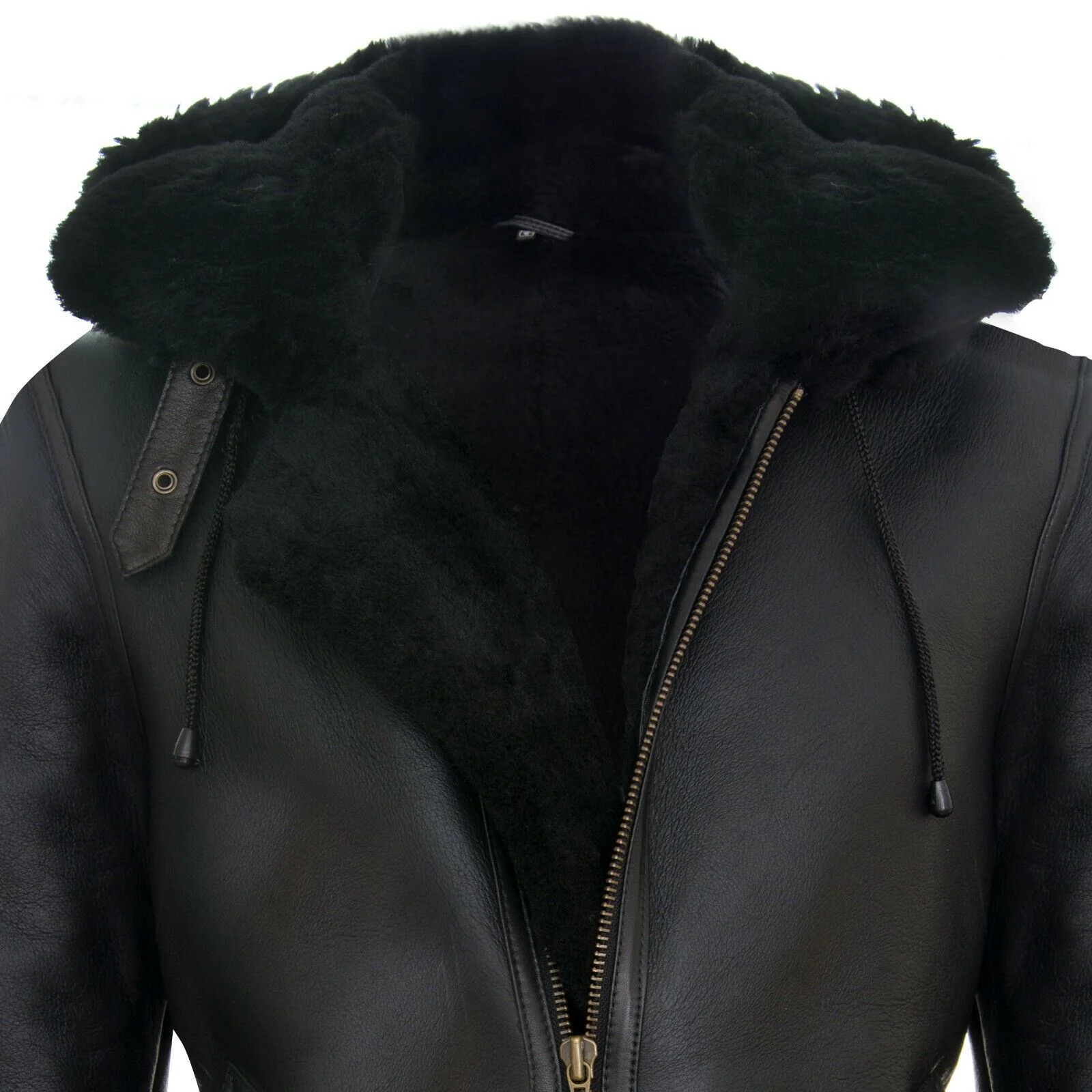 Mens B3 Hooded Sheepskin Flying Jacket-Harwich - Image 4