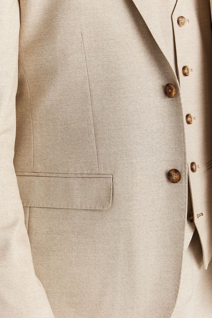 Men's Beige Lightweight Summer Single-Breasted Blazer - Image 4
