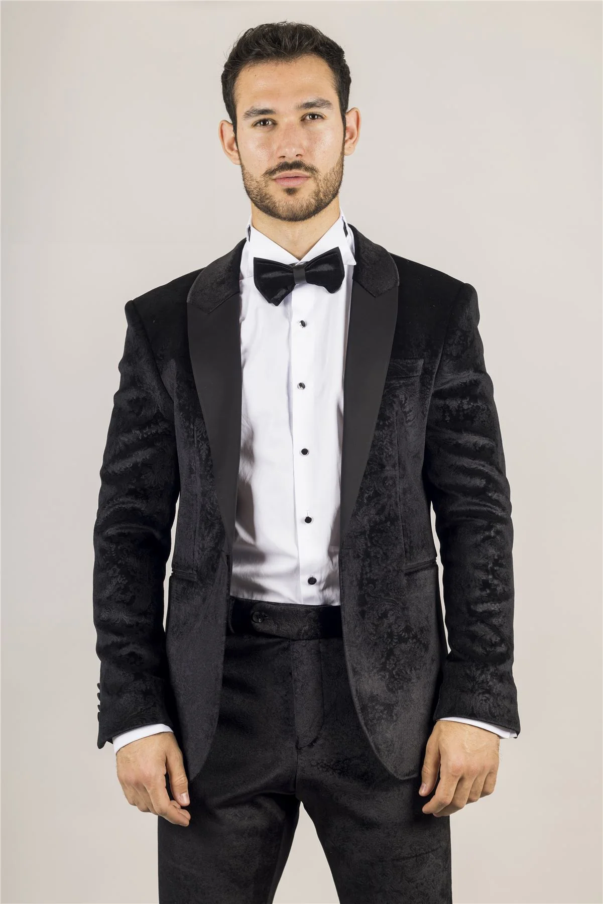 Men's Black 3 Piece Velvet Wedding Tuxedo Formal Suit