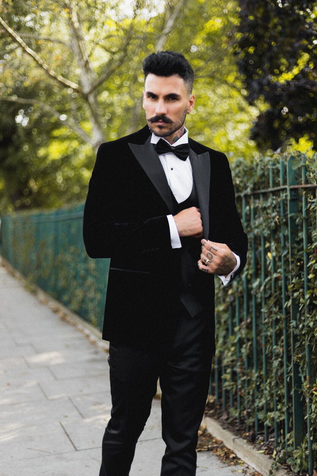 Mens Black Velvet Dinner Tuxedo Suit Jacket Blazer - Image 6