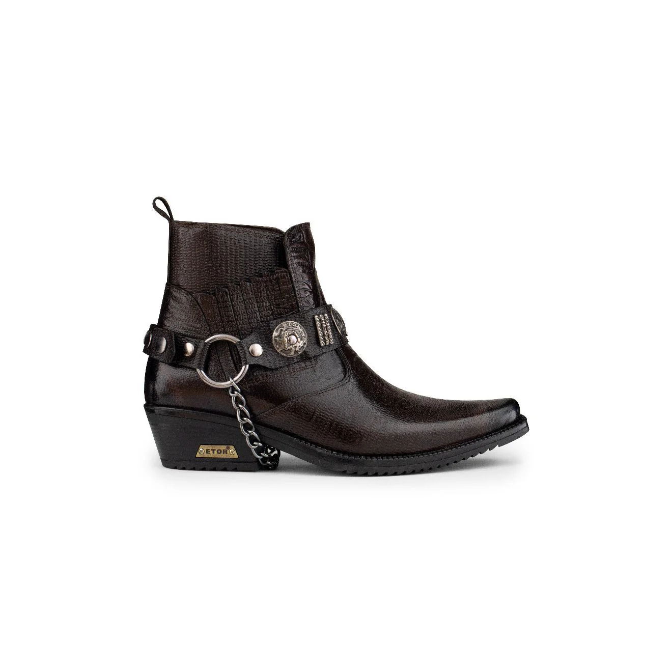 Men's Brown Leather Winklepicker Western Gothic Boots - Image 6