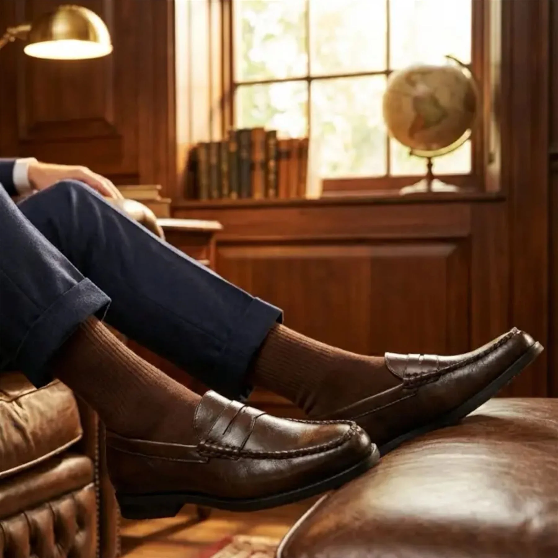 Mens Brown PU Leather Formal Dress Penny Loafers Casual Shoes - Image 3