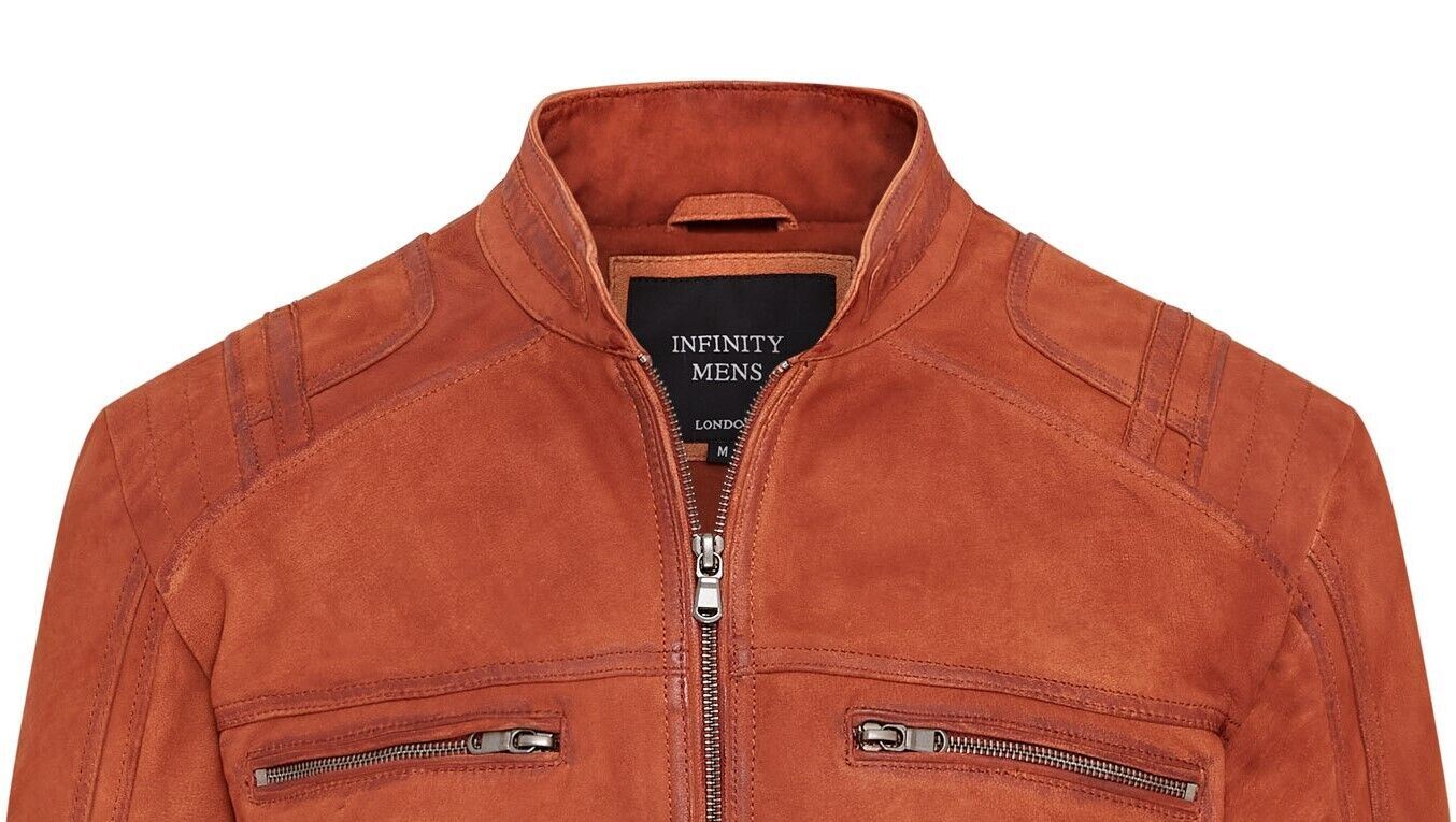 Mens Buff Leather Caf� Racer Biker Jacket - Trowbridge - Image 5