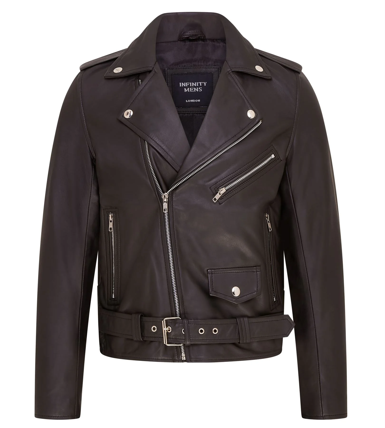 Mens Classic Brando Leather Biker Jacket - Heinola - Image 7