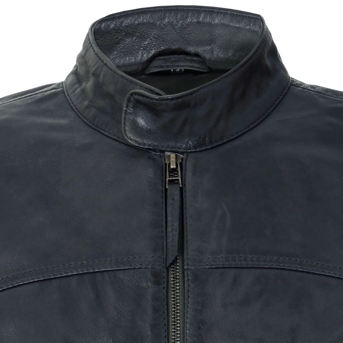 Mens Classic Fitted Leather Biker Jacket-Stockport - Image 12