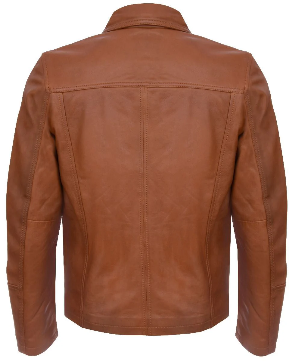 Mens Classic Harrington Leather Jacket-Southsea - Image 3