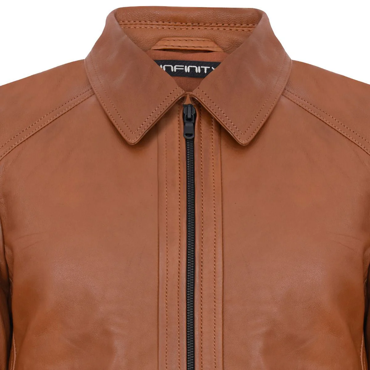 Mens Classic Harrington Leather Jacket-Southsea - Image 4