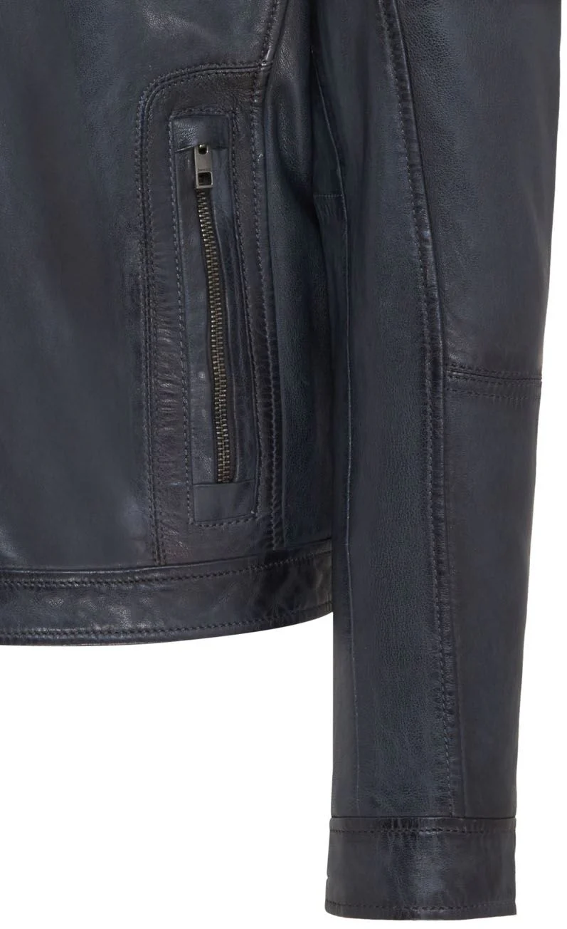 Mens Classic Leather Biker Jacket - Bettles - Image 12