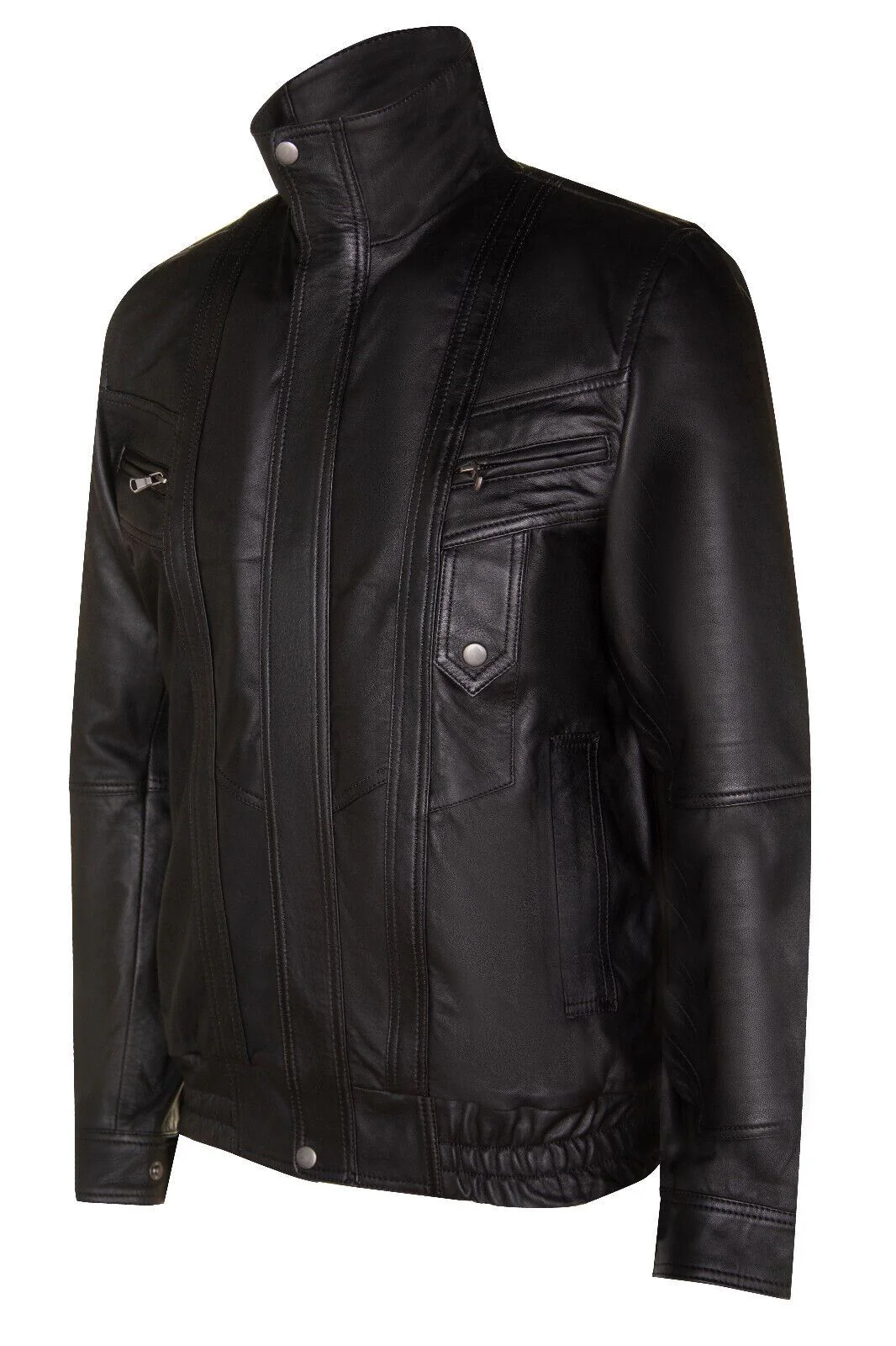 Mens Classic Leather Bluson Bomber Jacket-Cranbrook - Image 2