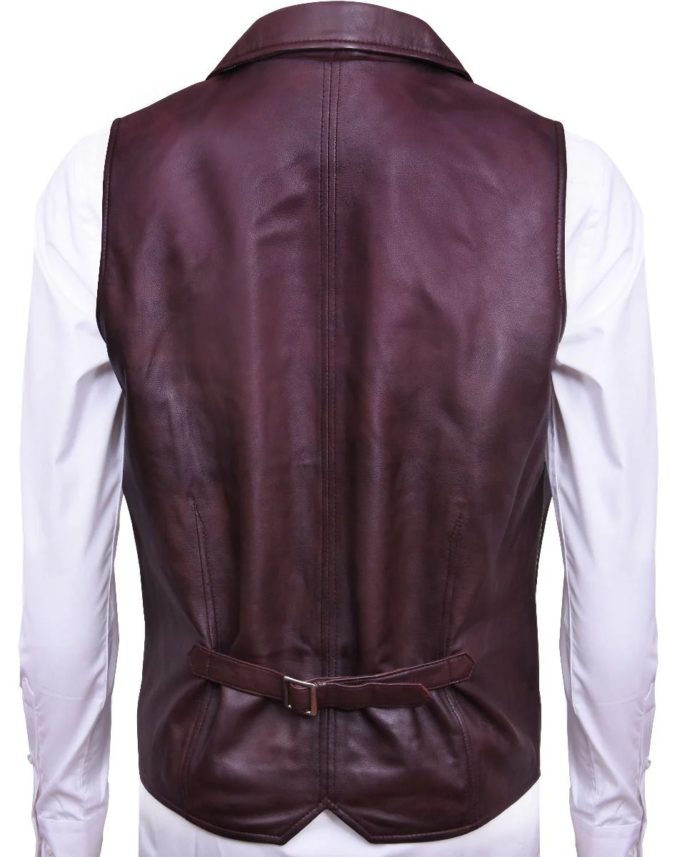 Mens Classic Leather Waistcoat-Gosport - Image 10