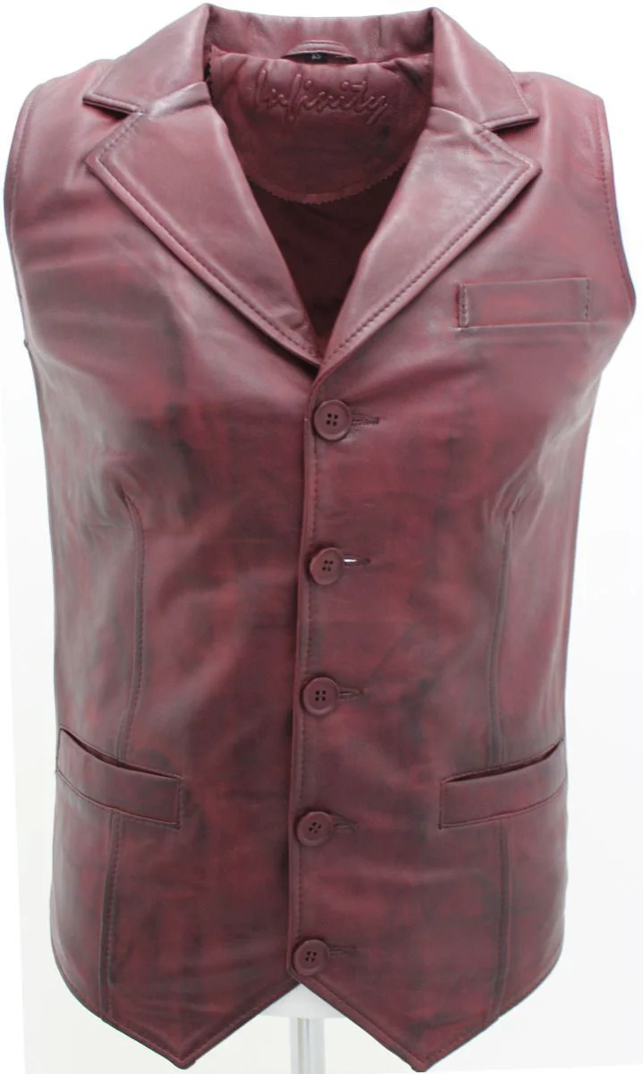 Mens Classic Leather Waistcoat-Gosport - Image 13
