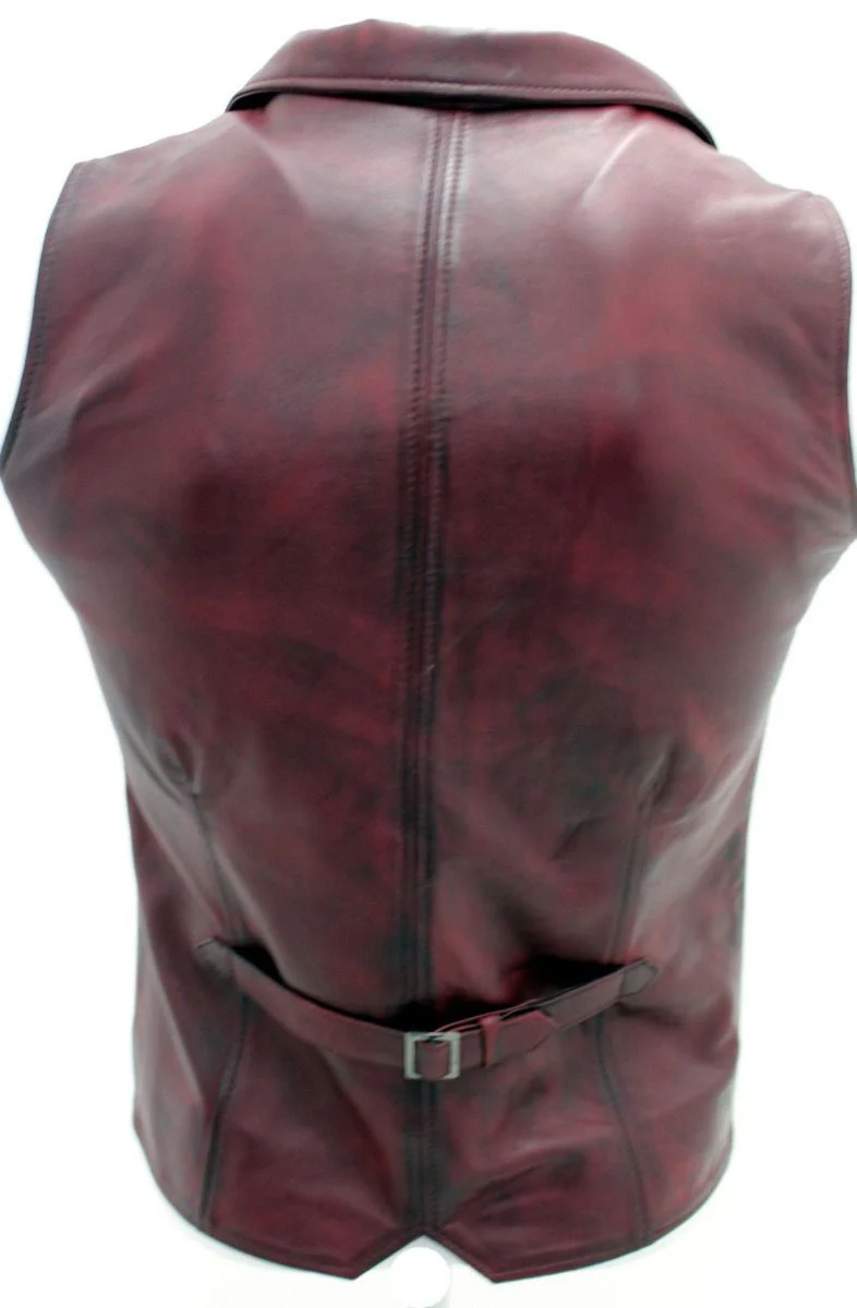Mens Classic Leather Waistcoat-Gosport - Image 14