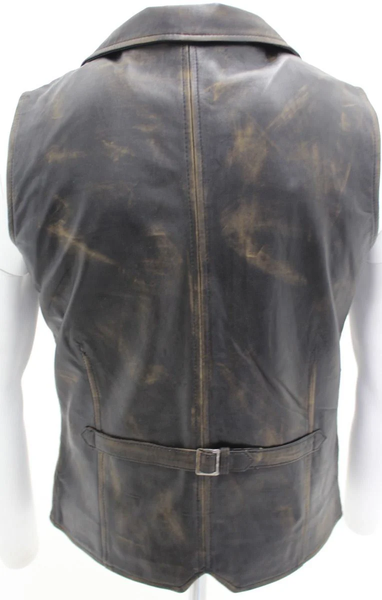 Mens Classic Leather Waistcoat-Gosport - Image 5