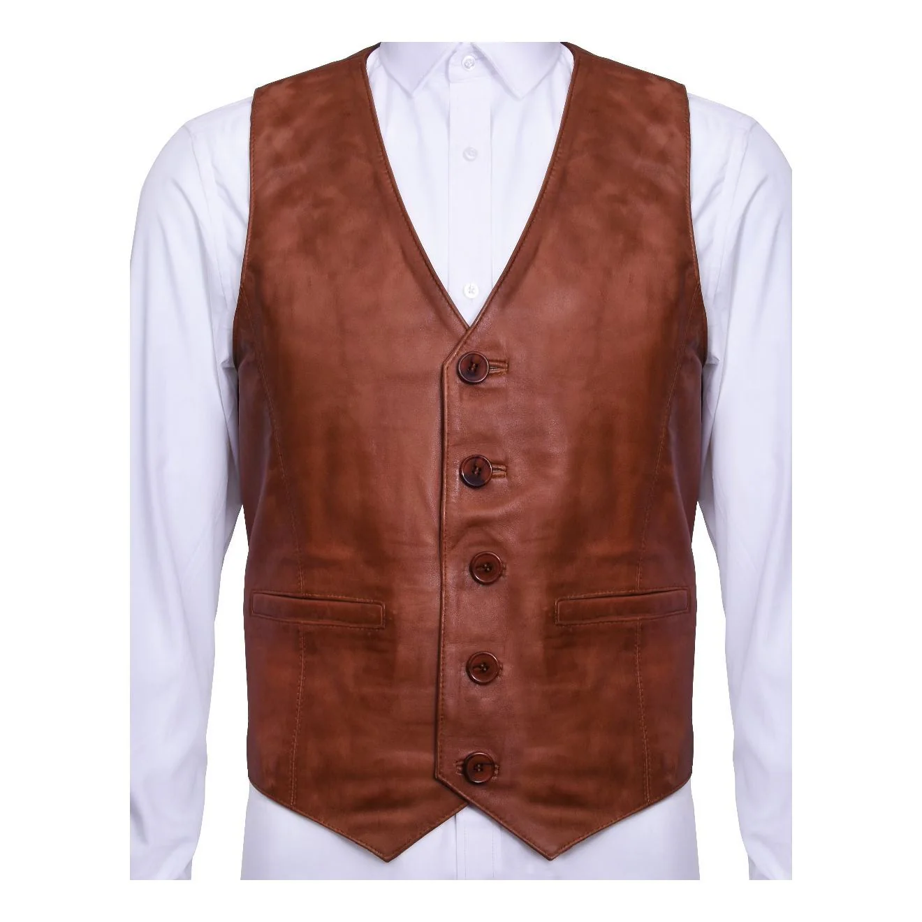 Mens Classic Leather Waistcoat-Grantham - Image 18