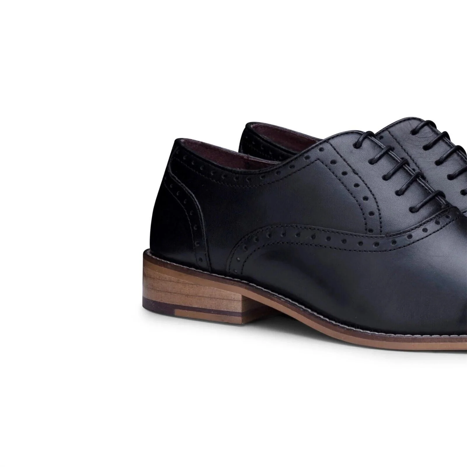 Men's Classic Oxford Black Leather Gatsby Brogue Shoes - Image 5