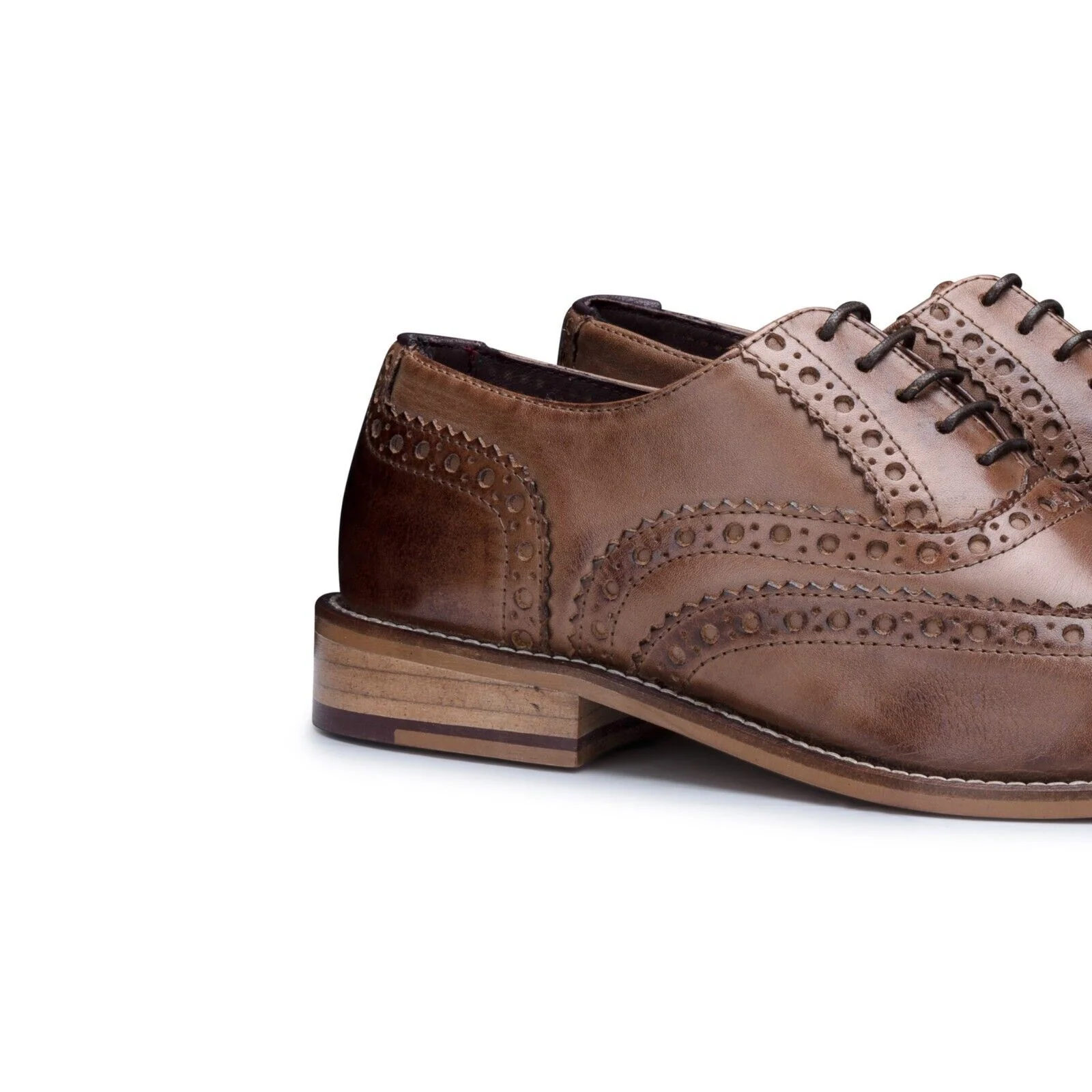 Mens Classic Oxford Chestnut-Brown Leather Gatsby Brogue Shoes - Image 3