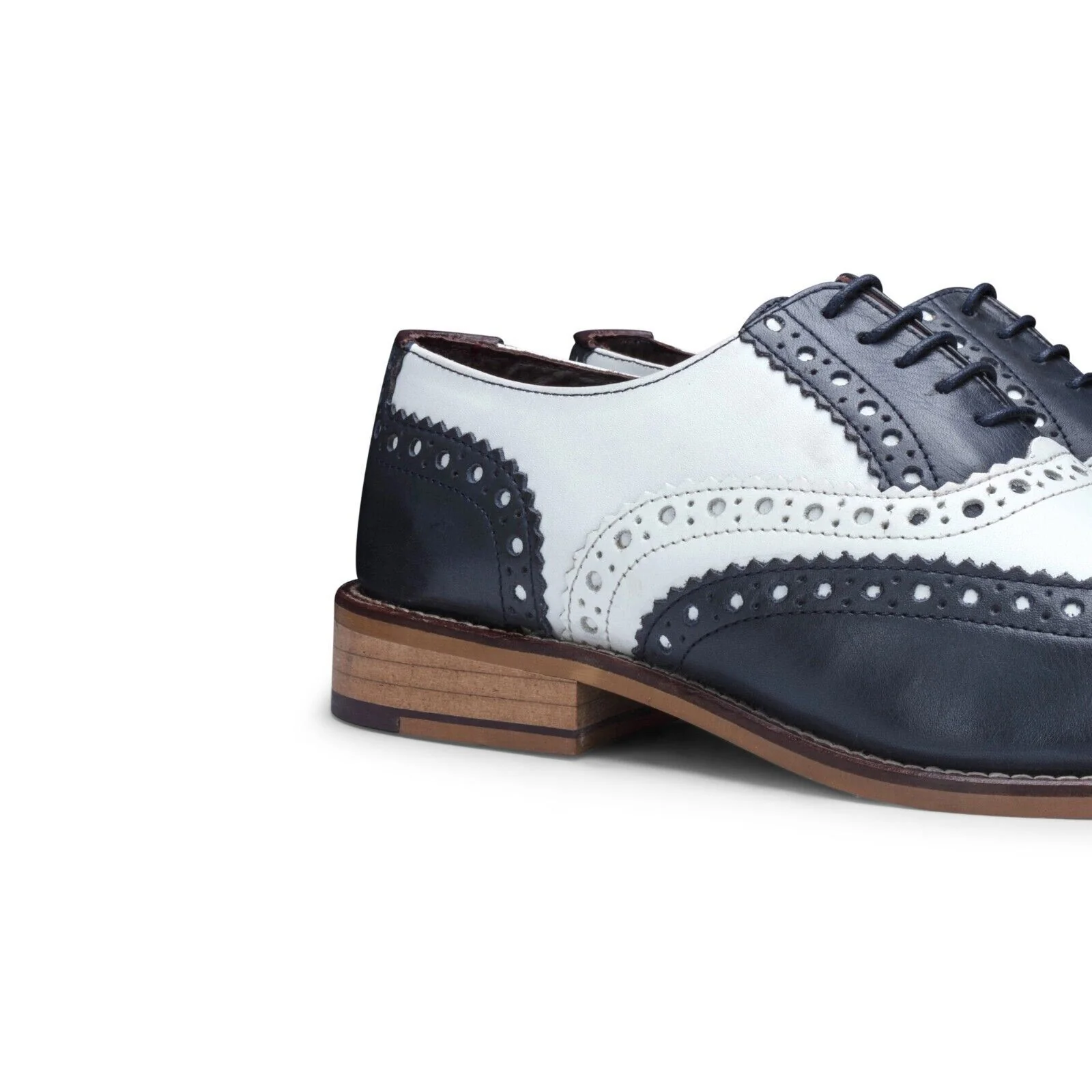 Mens Classic Oxford Navy/White Leather Gatsby Brogue Shoes - Image 3