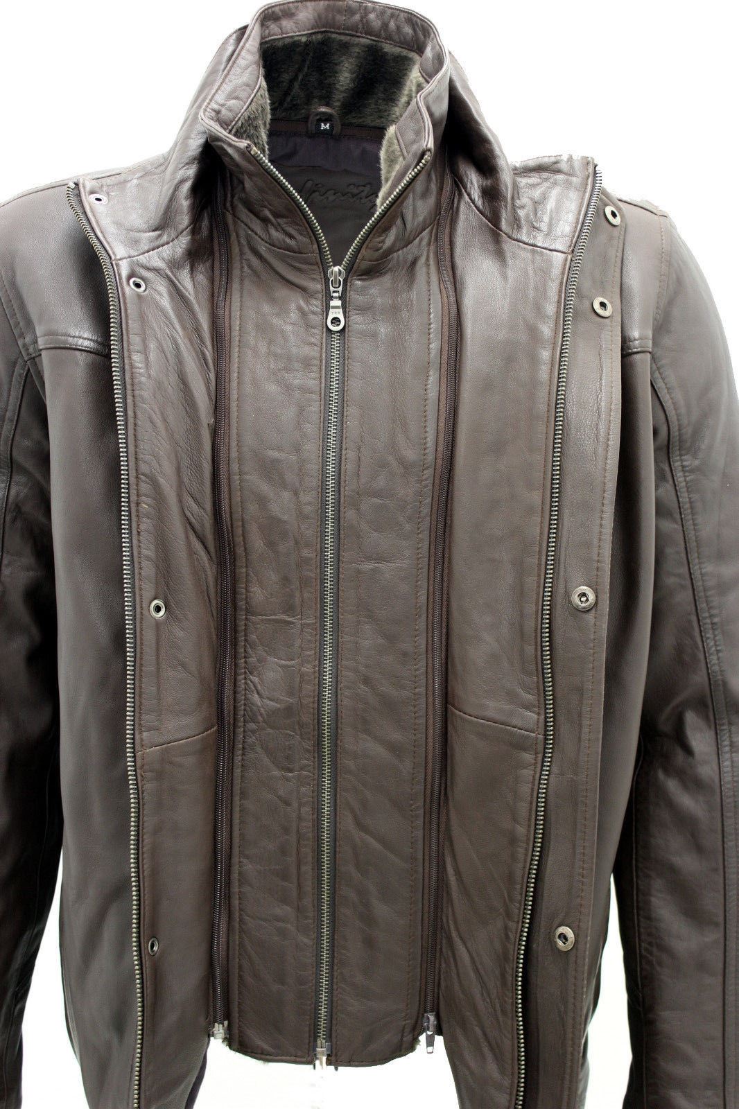 Mens Classic Warm Leather Mid Length Overcoat-Eastwood - Image 9