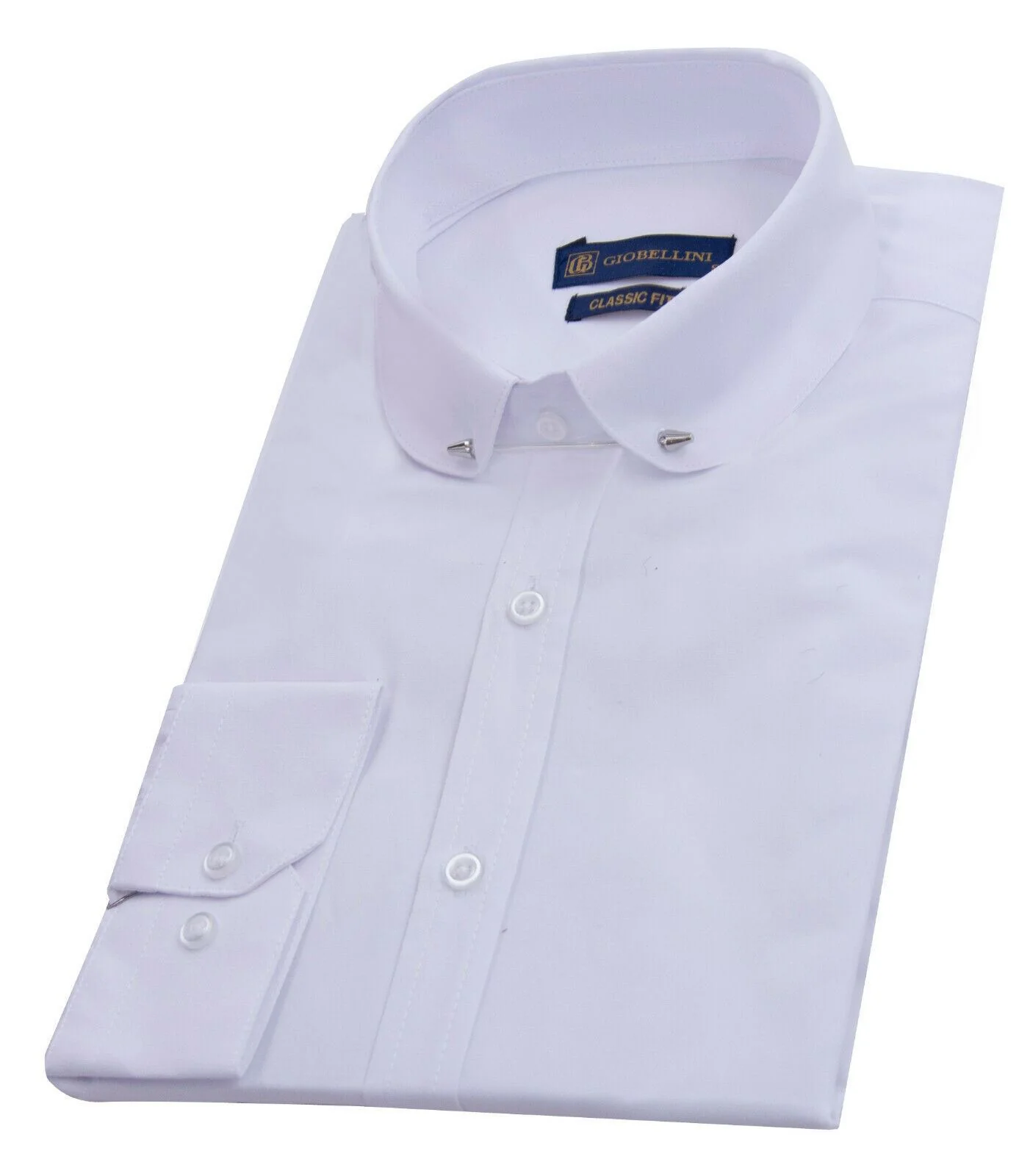Mens Club Collar White Shirt 1920s Peaky Blinders With Bar Poplin Pin Smart - Image 4