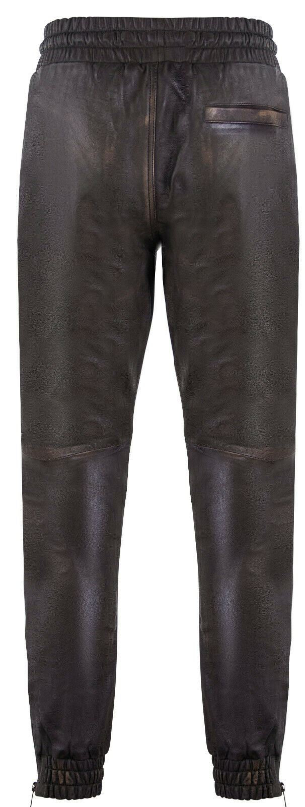 Mens Comfort Leather Jogging Bottoms-Halifax - Image 3