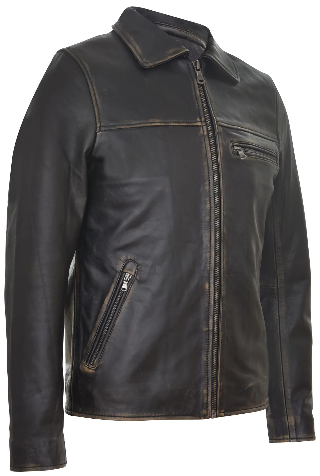 Mens Cow Hide Harrington Leather Biker Jacket-Sleaford - Image 2
