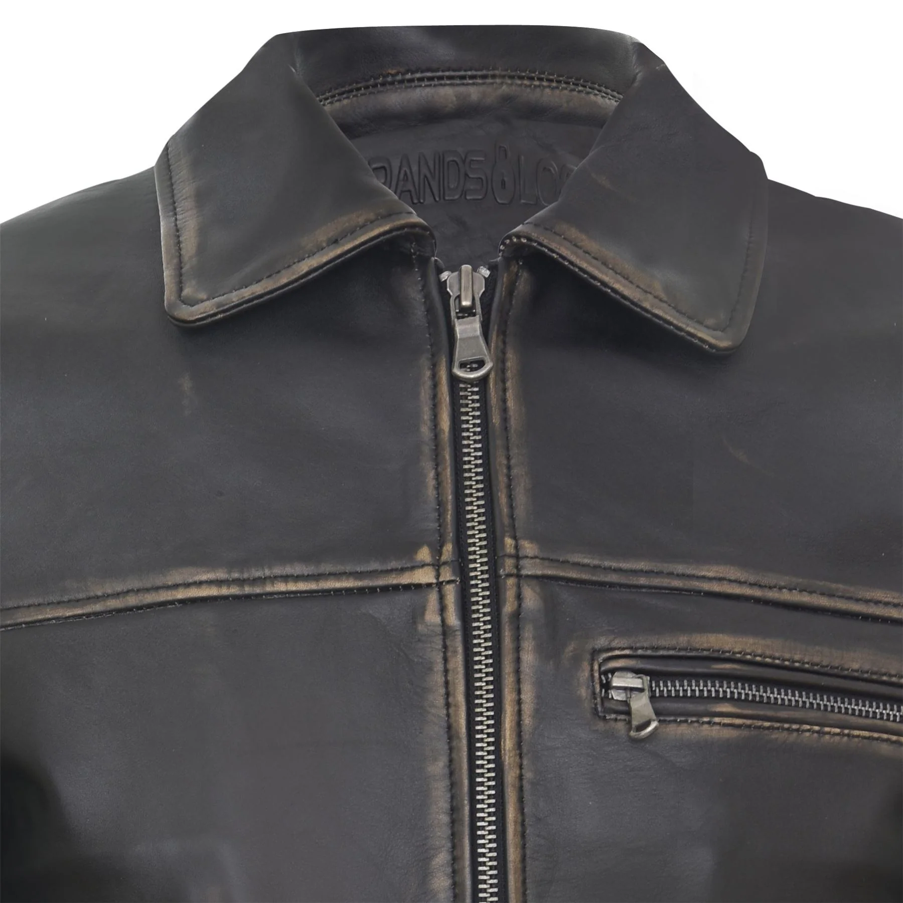 Mens Cow Hide Harrington Leather Biker Jacket-Sleaford - Image 4