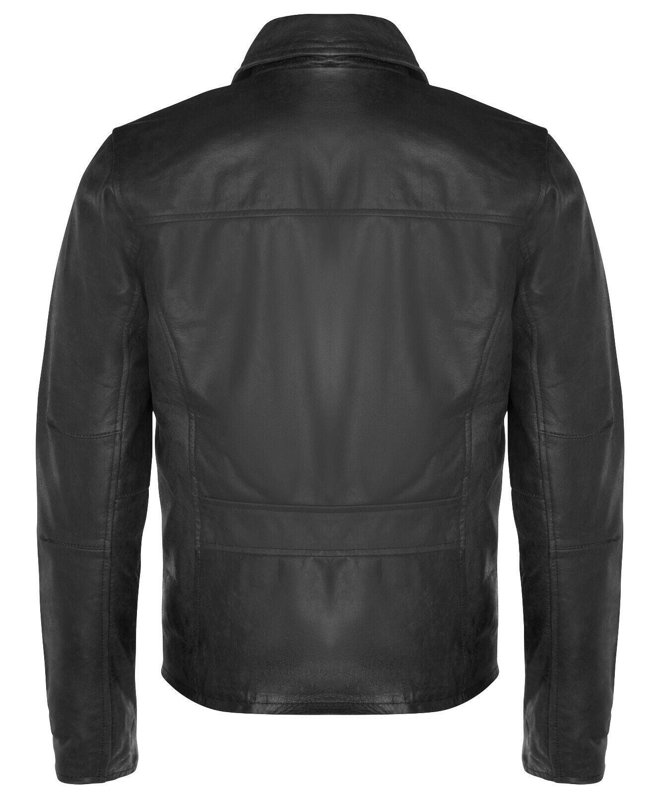 Mens Cow Hide Harrington Leather Biker Jacket-Sleaford - Image 7