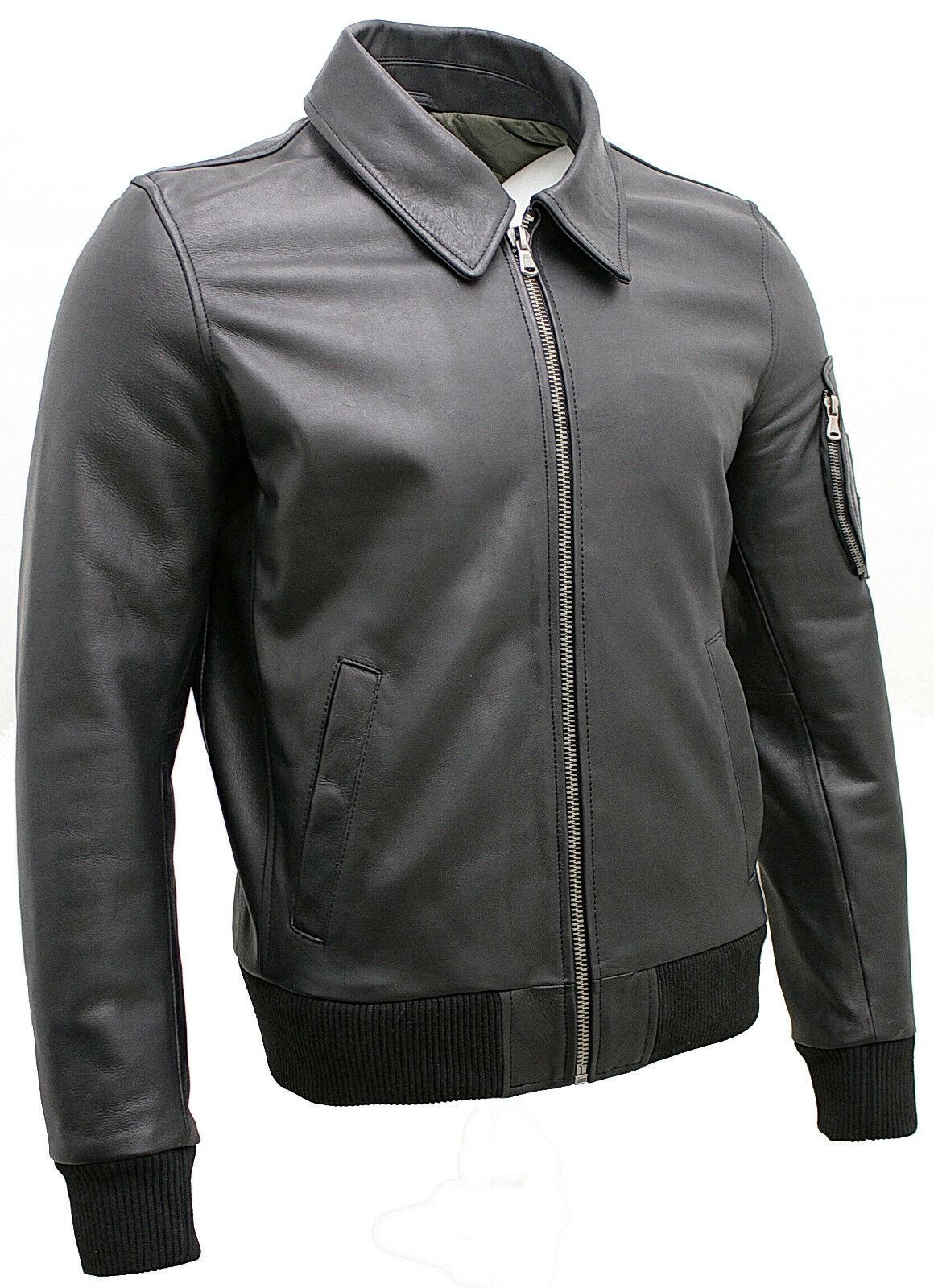 Mens Cowhide A2 Leather Bomber Jacket-Chingford - Image 14