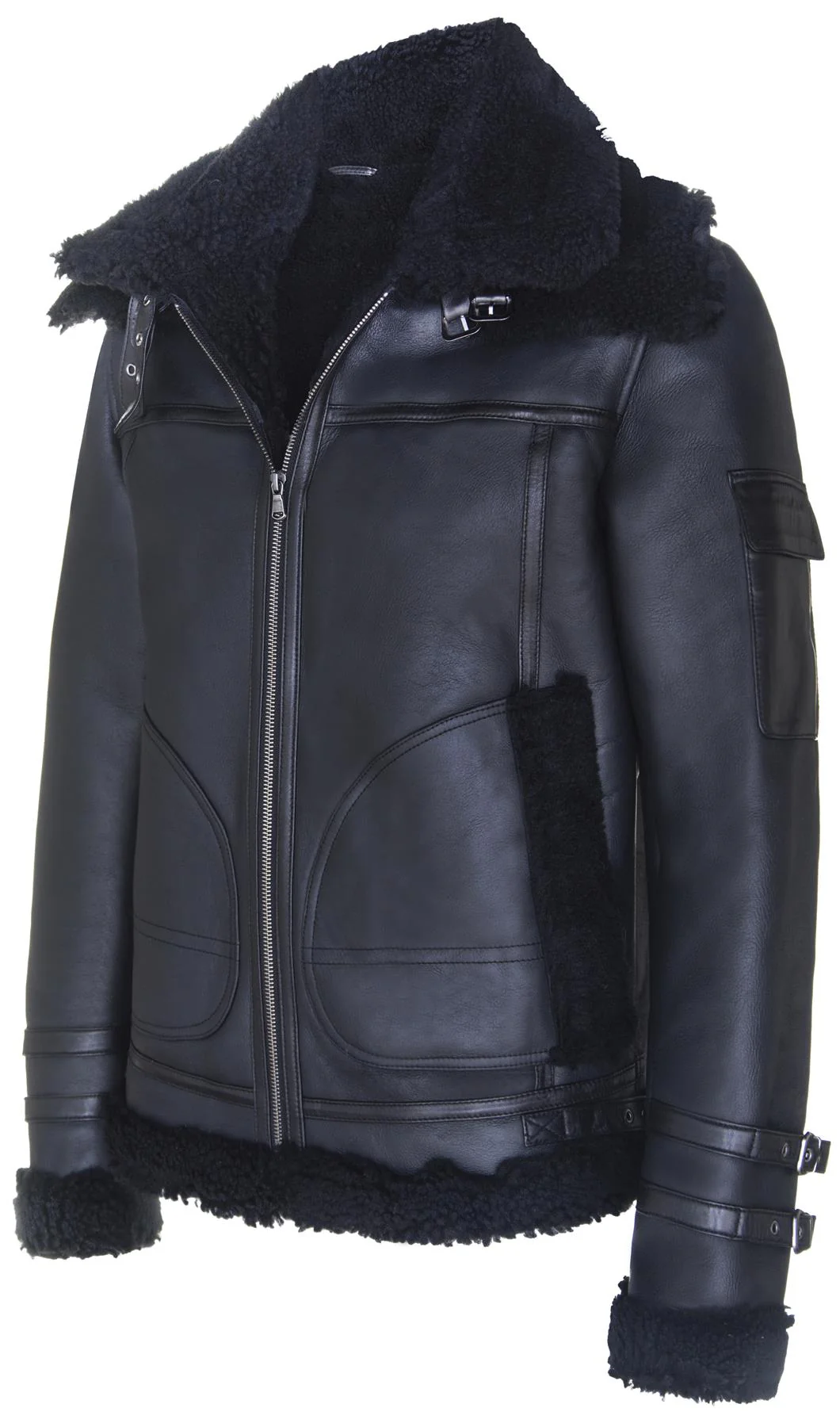 Mens Double Sheepskin Collar Jacket-Hingham - Image 2