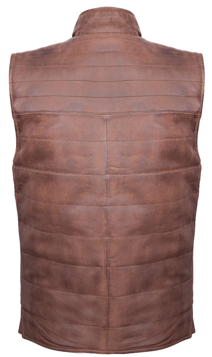 Mens Dual-sided Black and Brown Leather Gilet-Grassington - Image 6