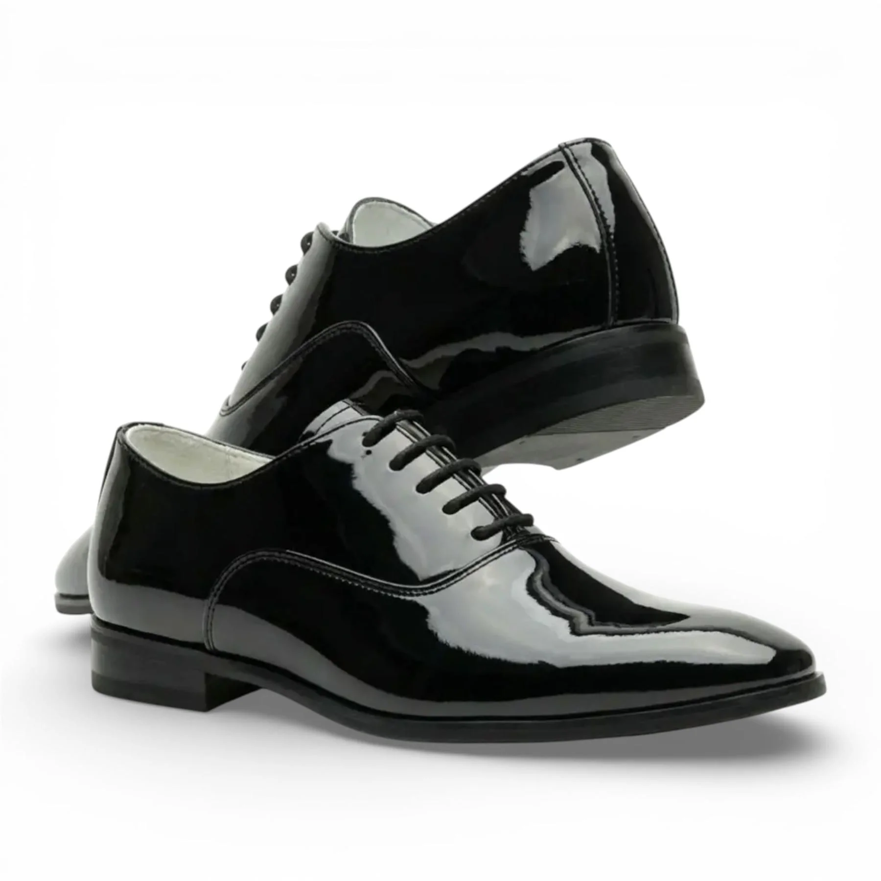 Men's Formal Black Patent PU Leather Oxford Dress Brogue Shoes - Image 3