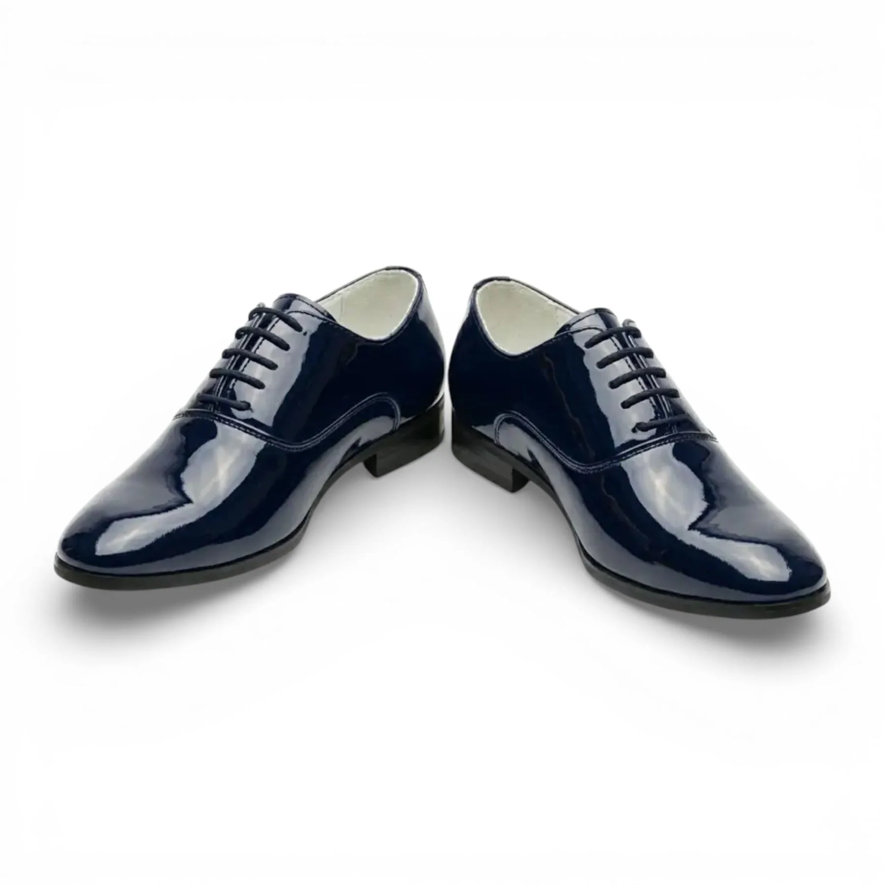Men's Formal Navy Blue Patent PU Leather Oxford Dress Brogue Shoes - Image 4