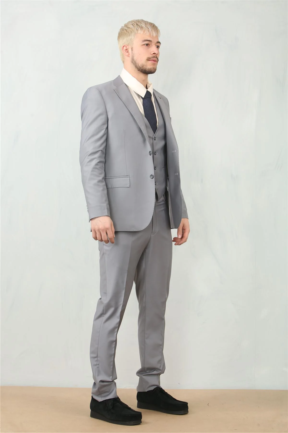 Men's Grey 3 Piece Formal Classic Prom Suit Workwear - Image 10