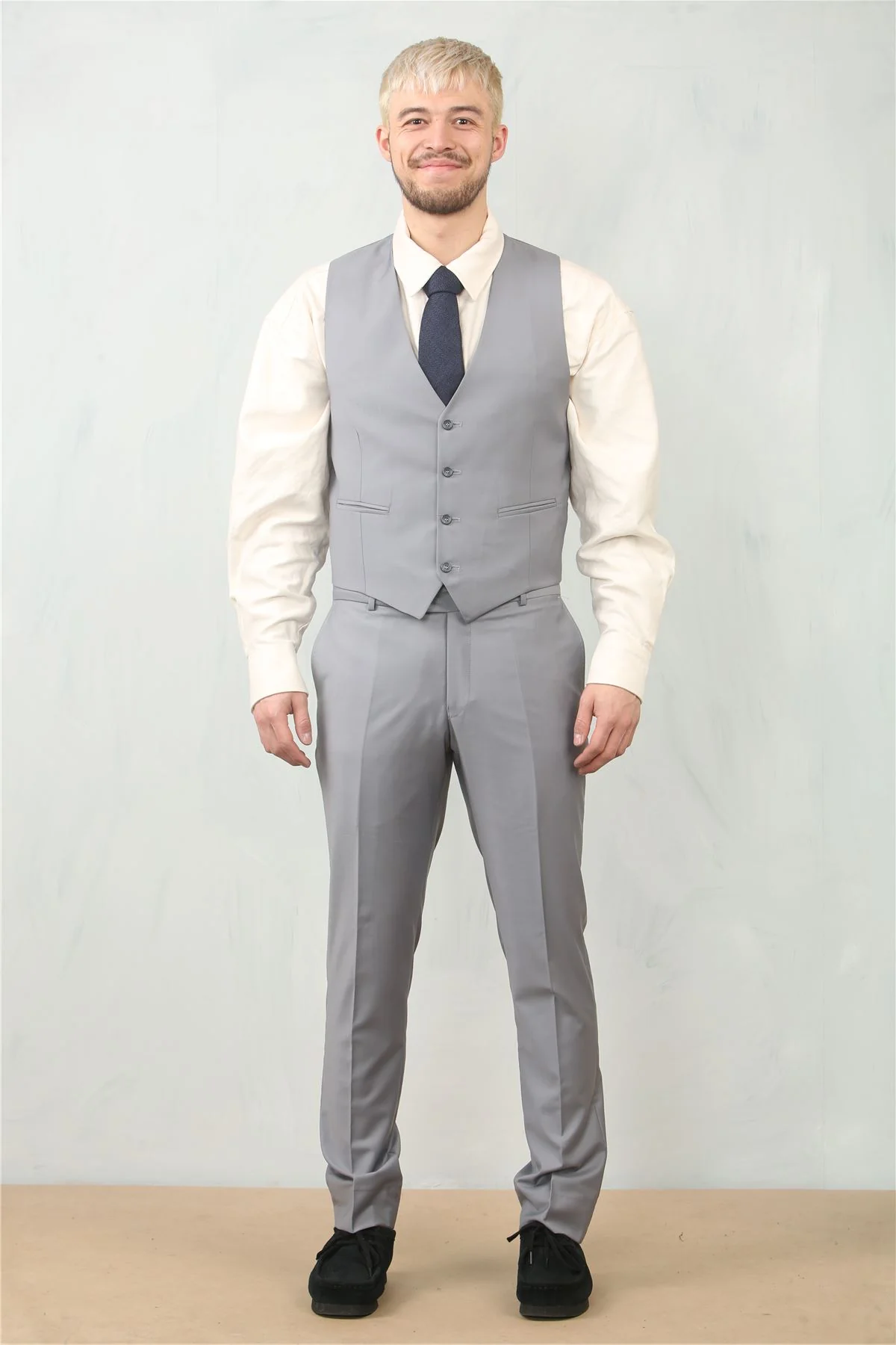 Men's Grey 3 Piece Formal Classic Prom Suit Workwear - Image 9