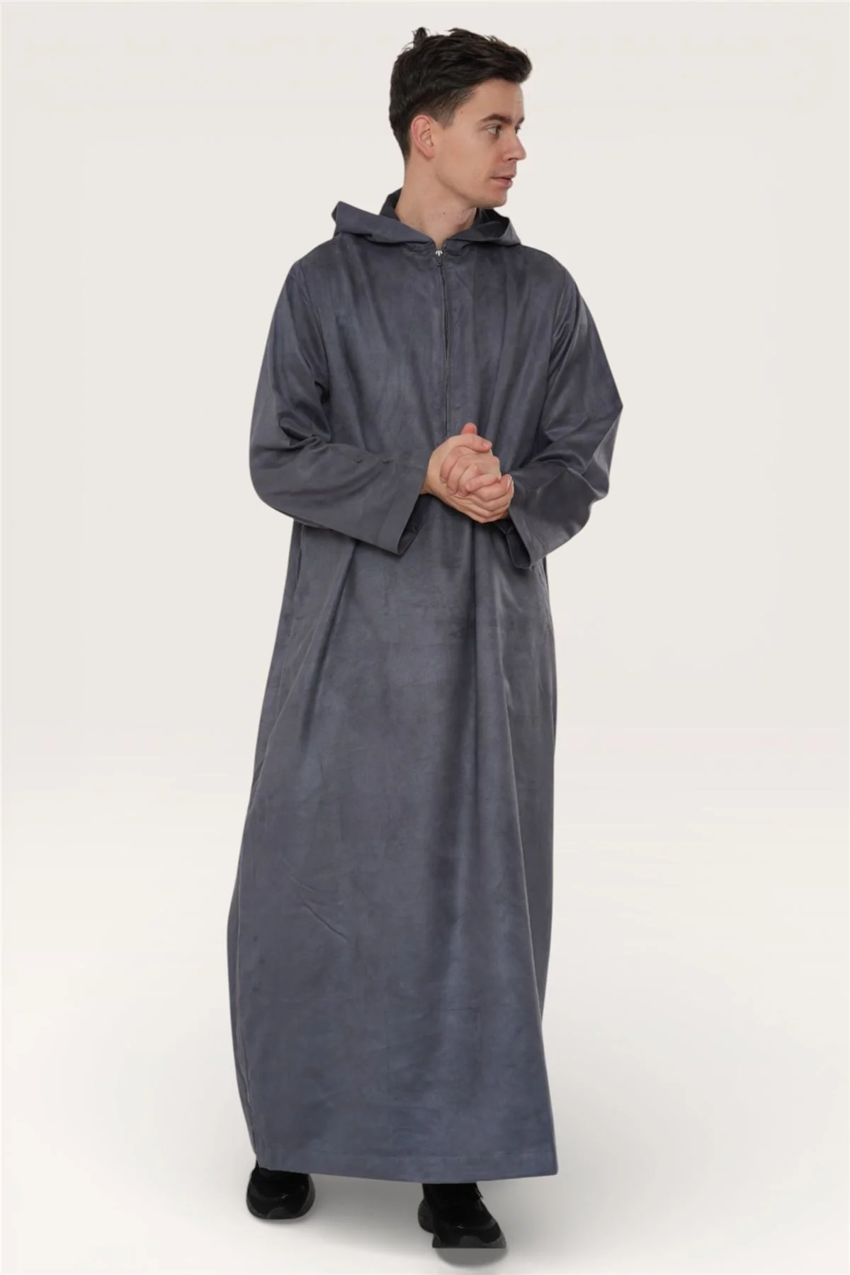 Men's Hooded Eid Moroccan Jubba Robe Ramadan Eid Thobe - HM12 - Image 2