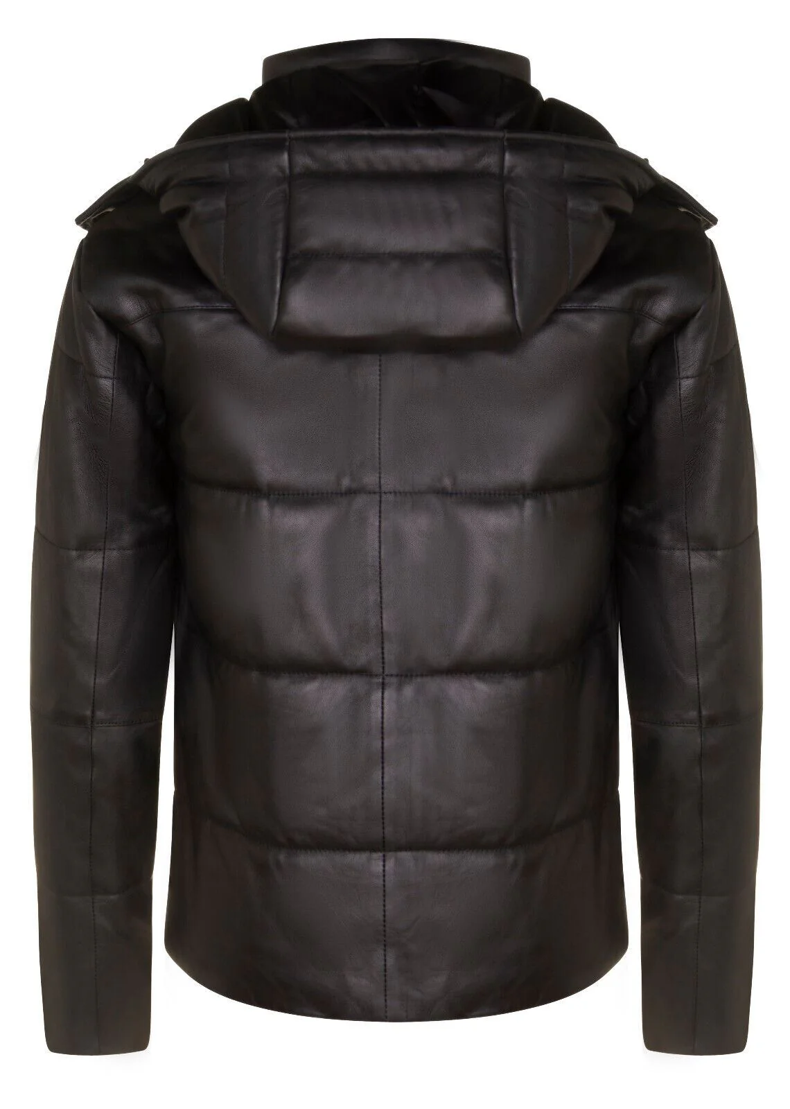 Mens Hooded Puffer Leather Bomber Jacket-Corbridge - Image 7