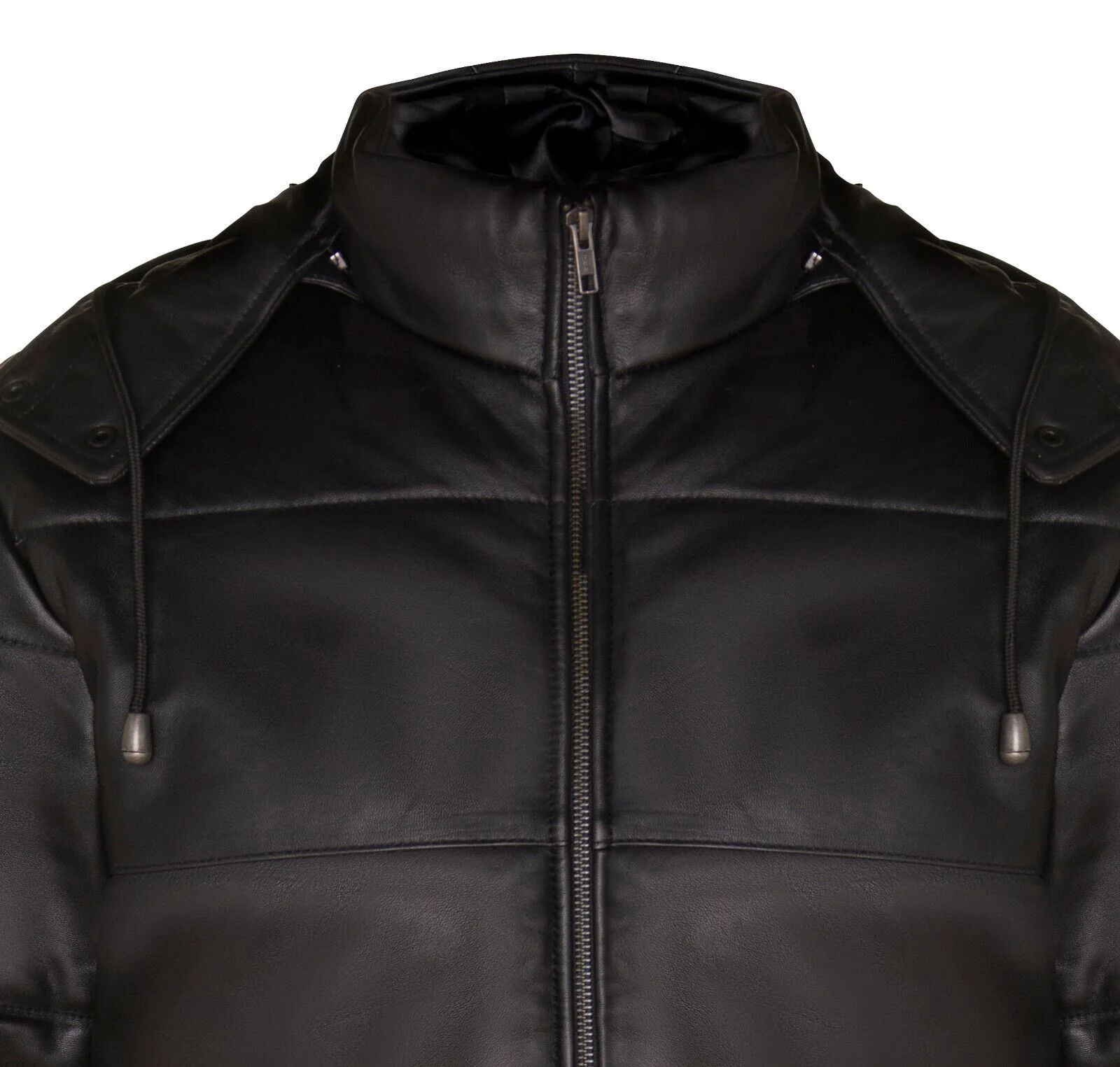 Mens Hooded Puffer Leather Bomber Jacket-Corbridge - Image 8