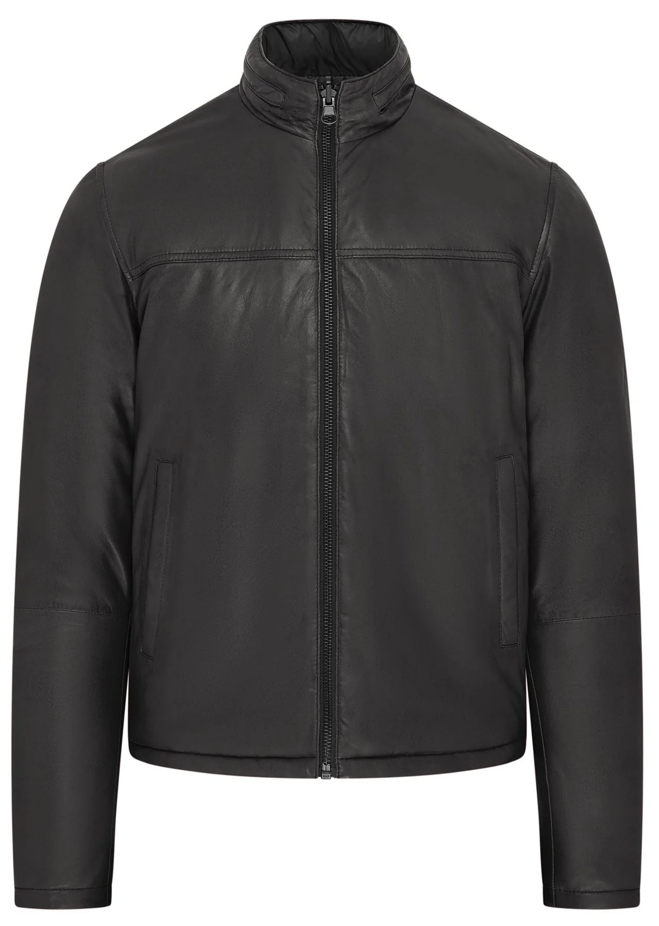 Mens Hooded Reversible Bomber Leather Jacket - Raufoss - Image 10