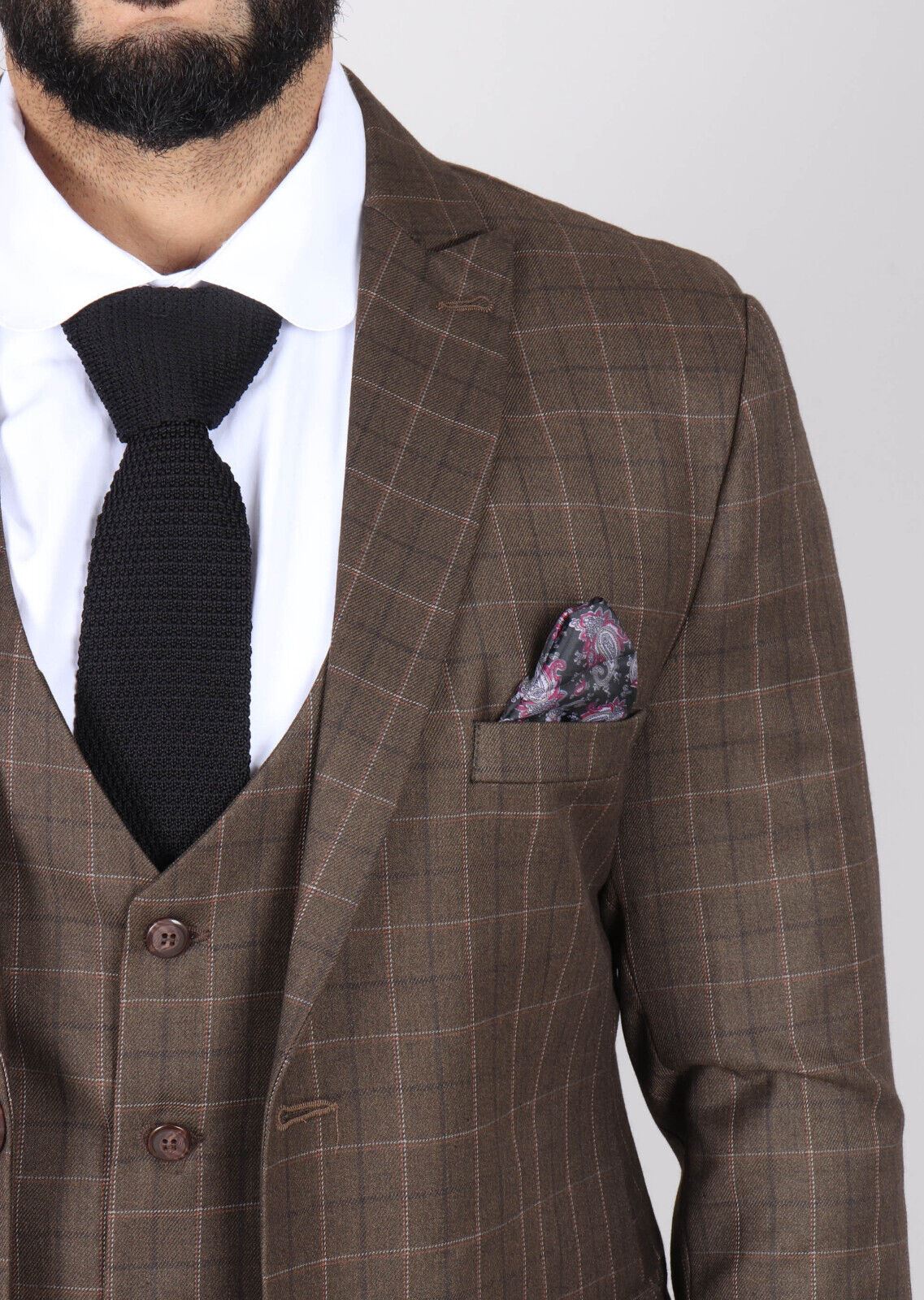Mens IM2 Classic Plain Brown 3 Piece Suit - Image 3