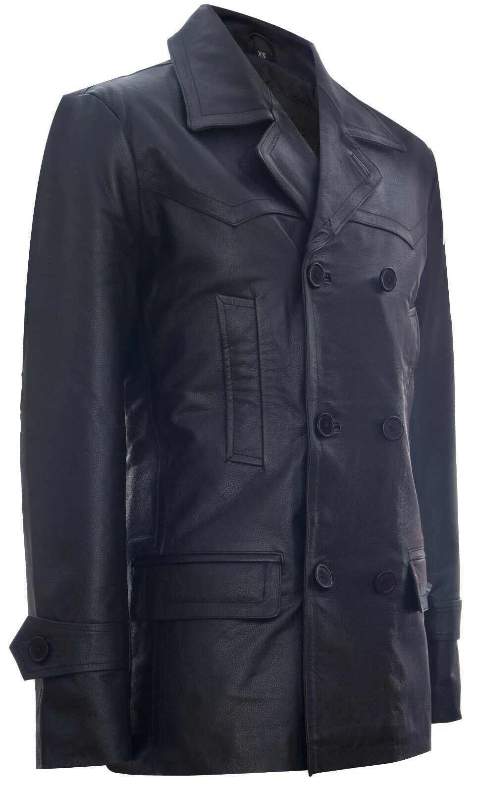 Mens Leather CowHide German Peacoat-Epping - Image 14