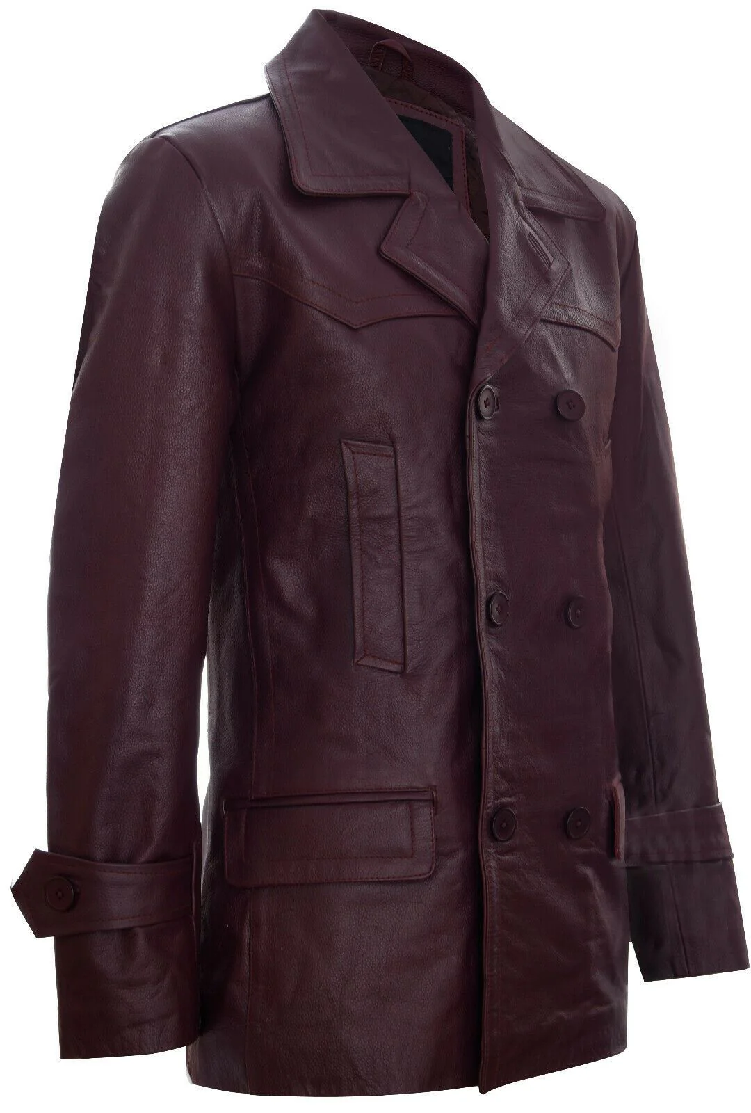 Mens Leather CowHide German Peacoat-Epping - Image 6